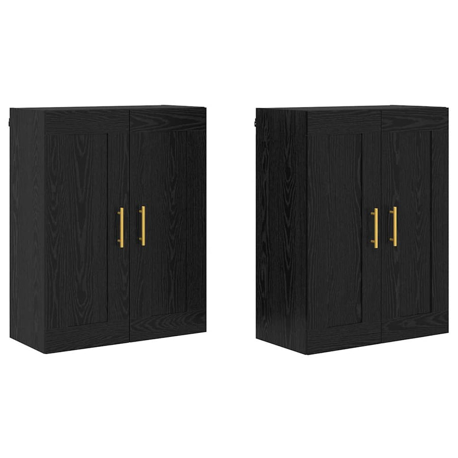 Wandkasten 2 pcs Zwart Eiken 69,5 x 34 x 90 cm Bewerkt hout