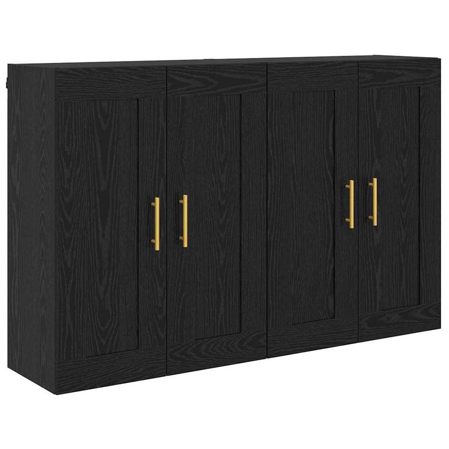 Wandkasten 2 pcs Zwart Eiken 69,5 x 34 x 90 cm Bewerkt hout