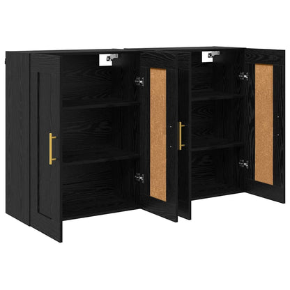 Wandkasten 2 pcs Zwart Eiken 69,5 x 34 x 90 cm Bewerkt hout