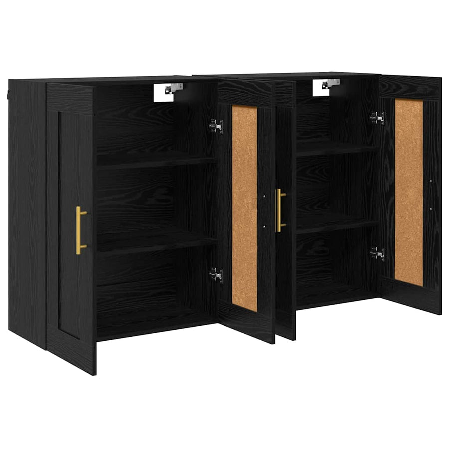 Wandkasten 2 pcs Zwart Eiken 69,5 x 34 x 90 cm Bewerkt hout