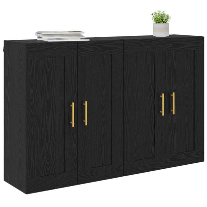 Wandkasten 2 pcs Zwart Eiken 69,5 x 34 x 90 cm Bewerkt hout