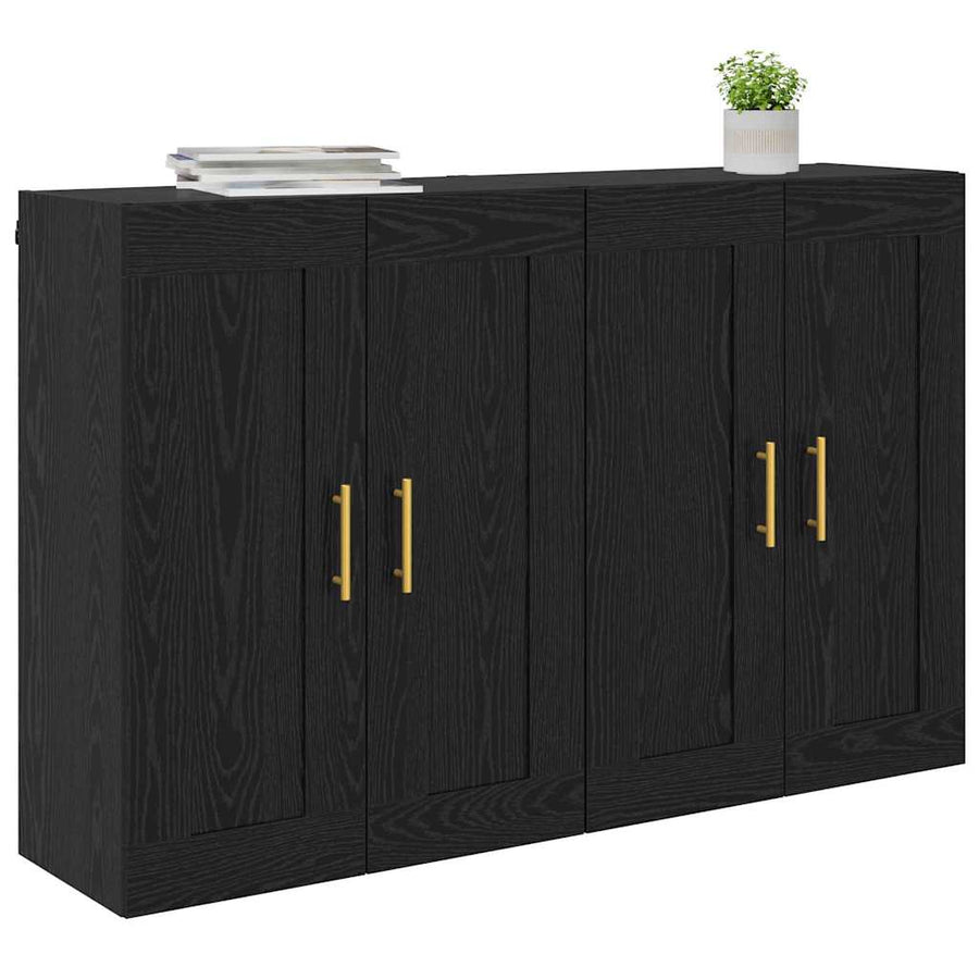 Wandkasten 2 pcs Zwart Eiken 69,5 x 34 x 90 cm Bewerkt hout