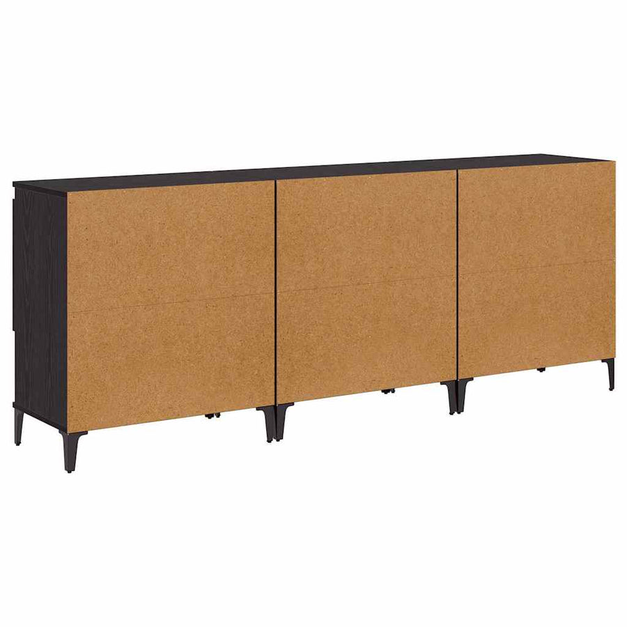 Dressoirs 3 pcs Zwart Eiken 60 x 35 x 70 cm Bewerkt hout