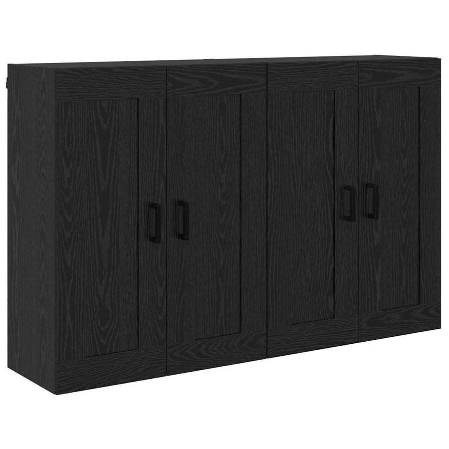 Wandkasten 2 pcs Zwart Eiken 69,5 x 34 x 90 cm Bewerkt hout