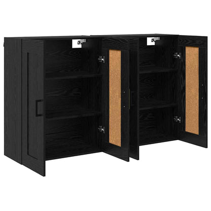 Wandkasten 2 pcs Zwart Eiken 69,5 x 34 x 90 cm Bewerkt hout