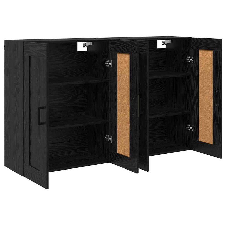 Wandkasten 2 pcs Zwart Eiken 69,5 x 34 x 90 cm Bewerkt hout