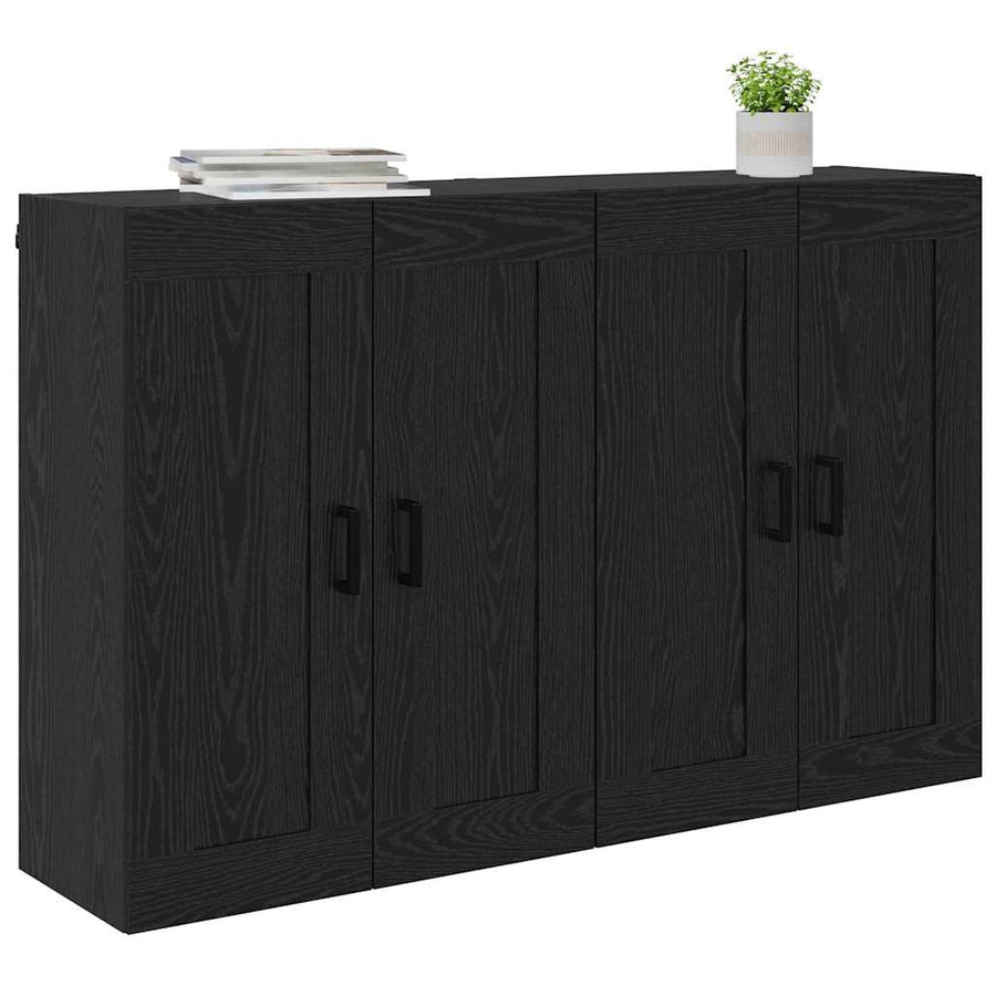 Wandkasten 2 pcs Zwart Eiken 69,5 x 34 x 90 cm Bewerkt hout