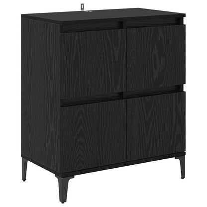 Dressoirs 3 pcs Zwart Eiken 60 x 35 x 70 cm Bewerkt hout