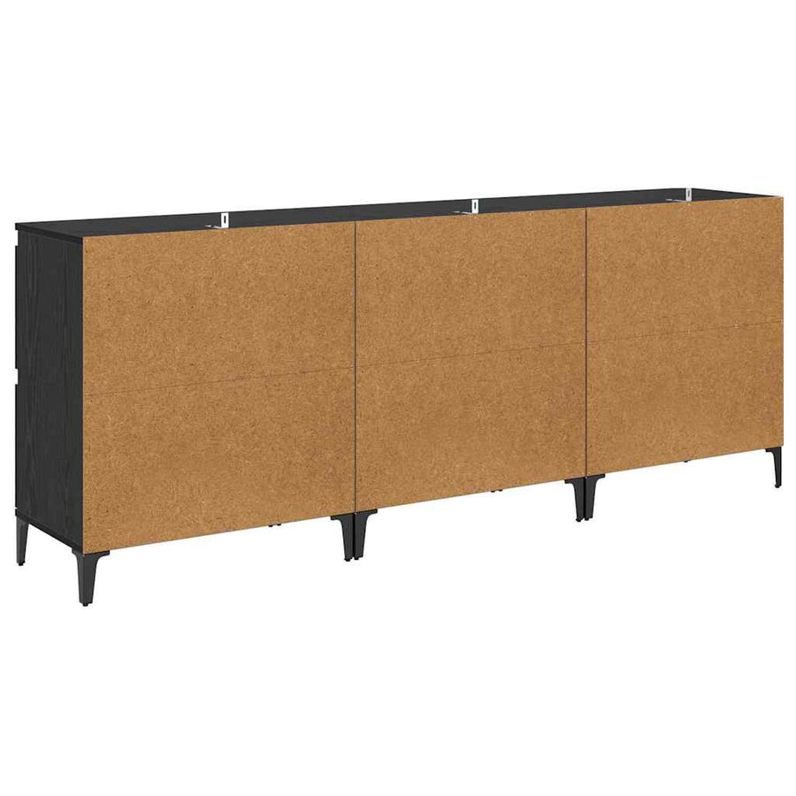 Dressoirs 3 pcs Zwart Eiken 60 x 35 x 70 cm Bewerkt hout