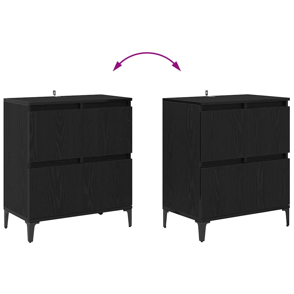 Dressoirs 3 pcs Zwart Eiken 60 x 35 x 70 cm Bewerkt hout