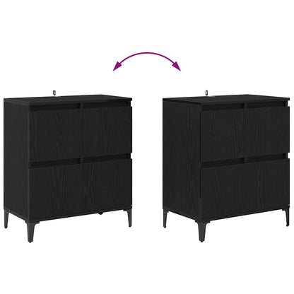 Dressoirs 3 pcs Zwart Eiken 60 x 35 x 70 cm Bewerkt hout