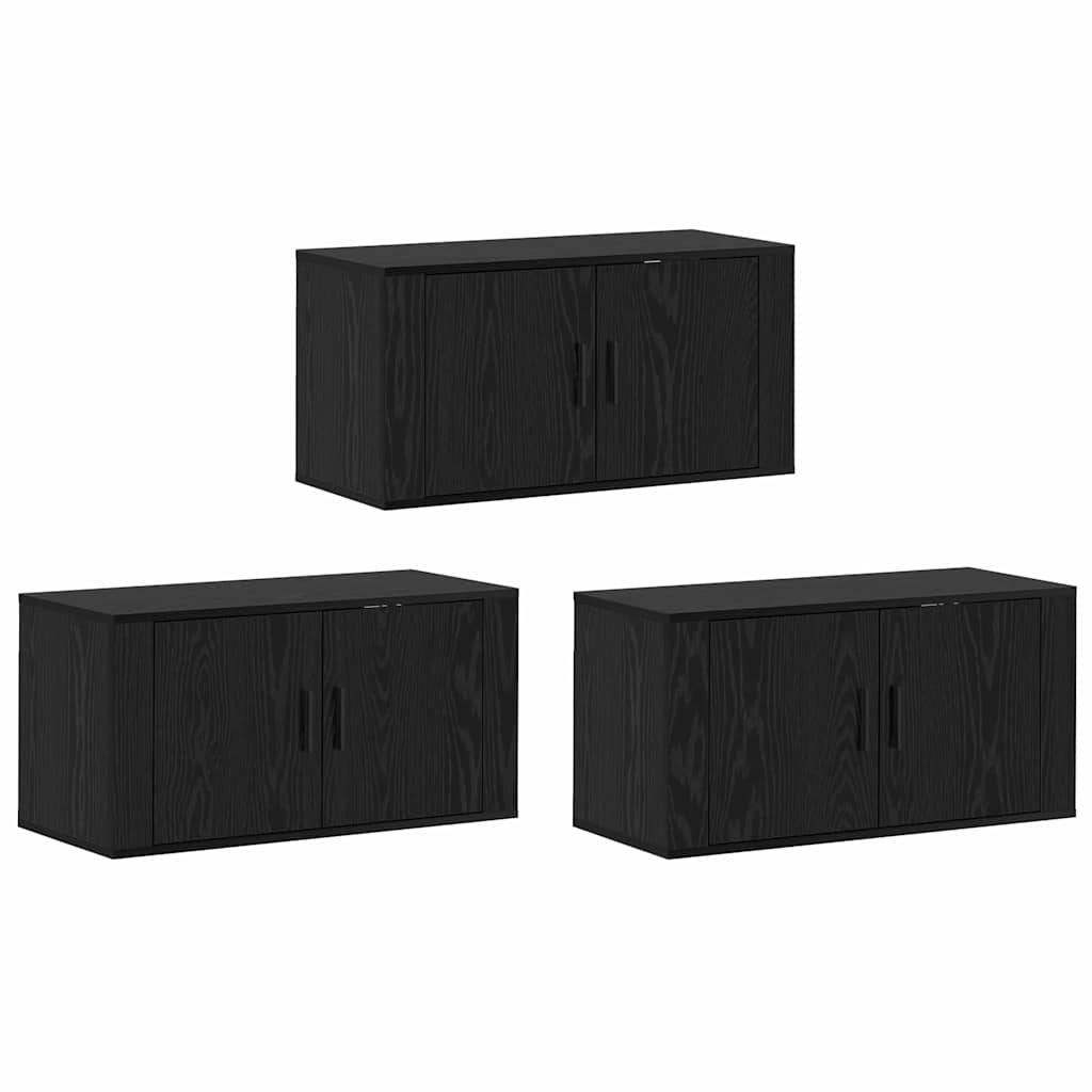 Wandtv-kast Set 3 pcs Zwart Eiken 80 x 34,5 x 40 cm