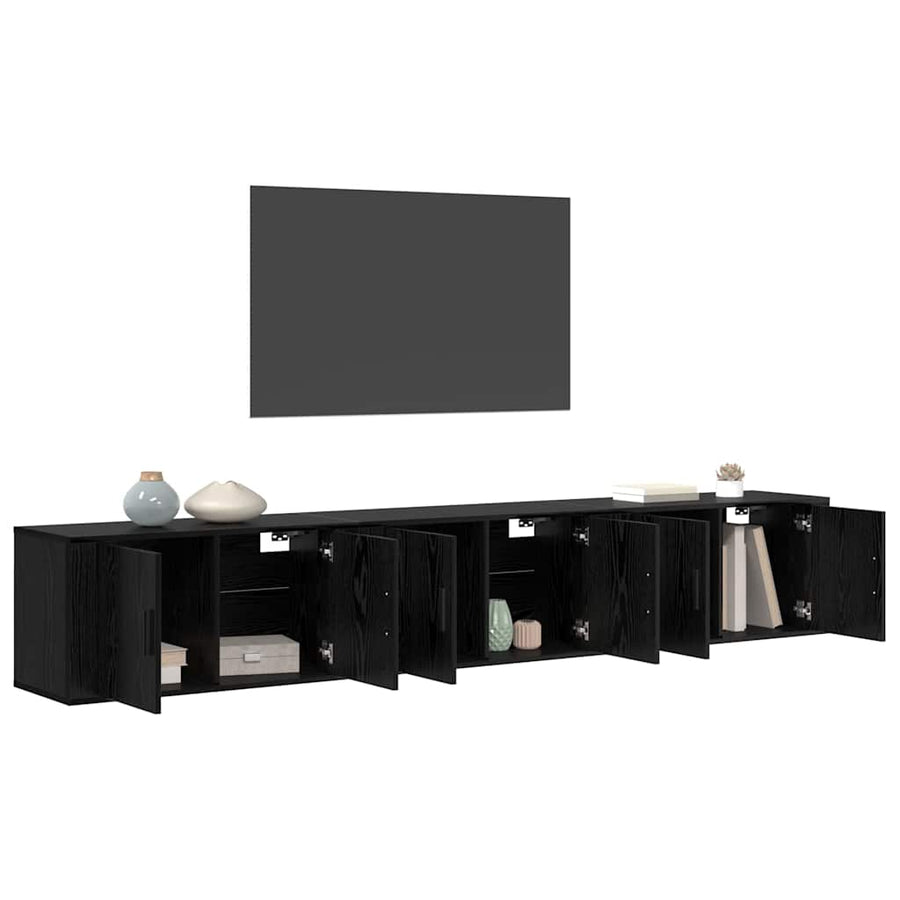 Wandtv-kast Set 3 pcs Zwart Eiken 80 x 34,5 x 40 cm