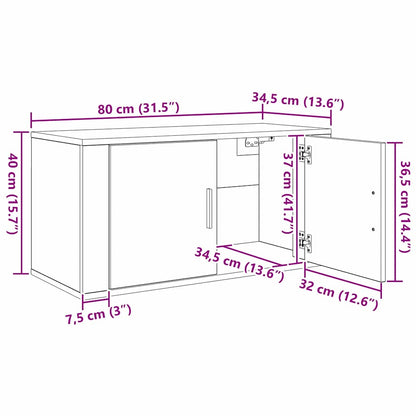 Wandtv-kast Set 3 pcs Zwart Eiken 80 x 34,5 x 40 cm