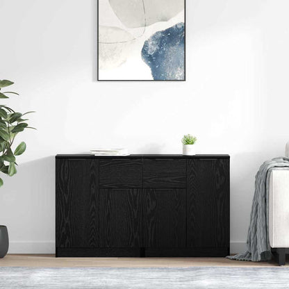 Dressoirs 2 pcs Zwart Eiken 60 x 30 x 70 cm Bewerkt hout