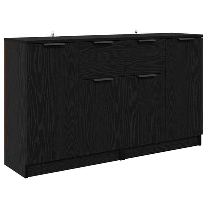 Dressoirs 2 pcs Zwart Eiken 60 x 30 x 70 cm Bewerkt hout