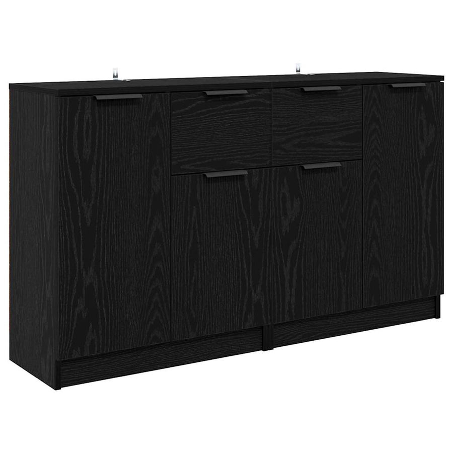 Dressoirs 2 pcs Zwart Eiken 60 x 30 x 70 cm Bewerkt hout