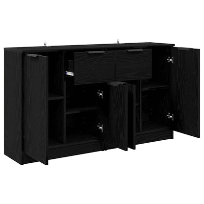 Dressoirs 2 pcs Zwart Eiken 60 x 30 x 70 cm Bewerkt hout