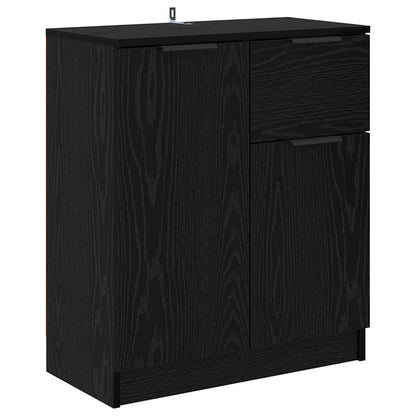 Dressoirs 2 pcs Zwart Eiken 60 x 30 x 70 cm Bewerkt hout