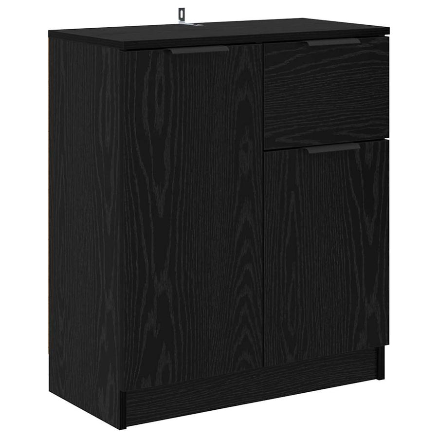 Dressoirs 2 pcs Zwart Eiken 60 x 30 x 70 cm Bewerkt hout