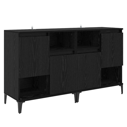 Dressoirs 2 pcs Zwart Eiken 60 x 35 x 70 cm Bewerkt hout