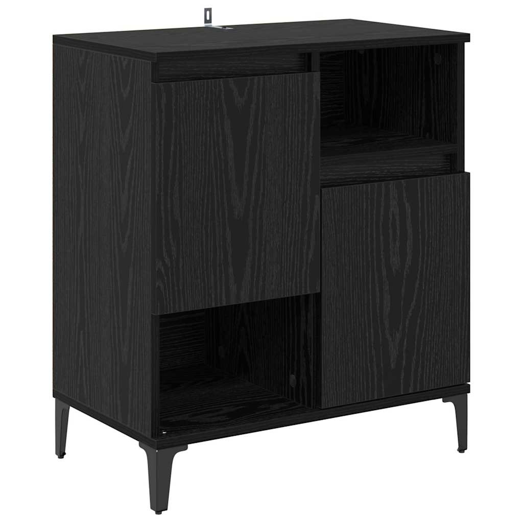 Dressoirs 2 pcs Zwart Eiken 60 x 35 x 70 cm Bewerkt hout
