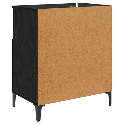 Dressoirs 2 pcs Zwart Eiken 60 x 35 x 70 cm Bewerkt hout