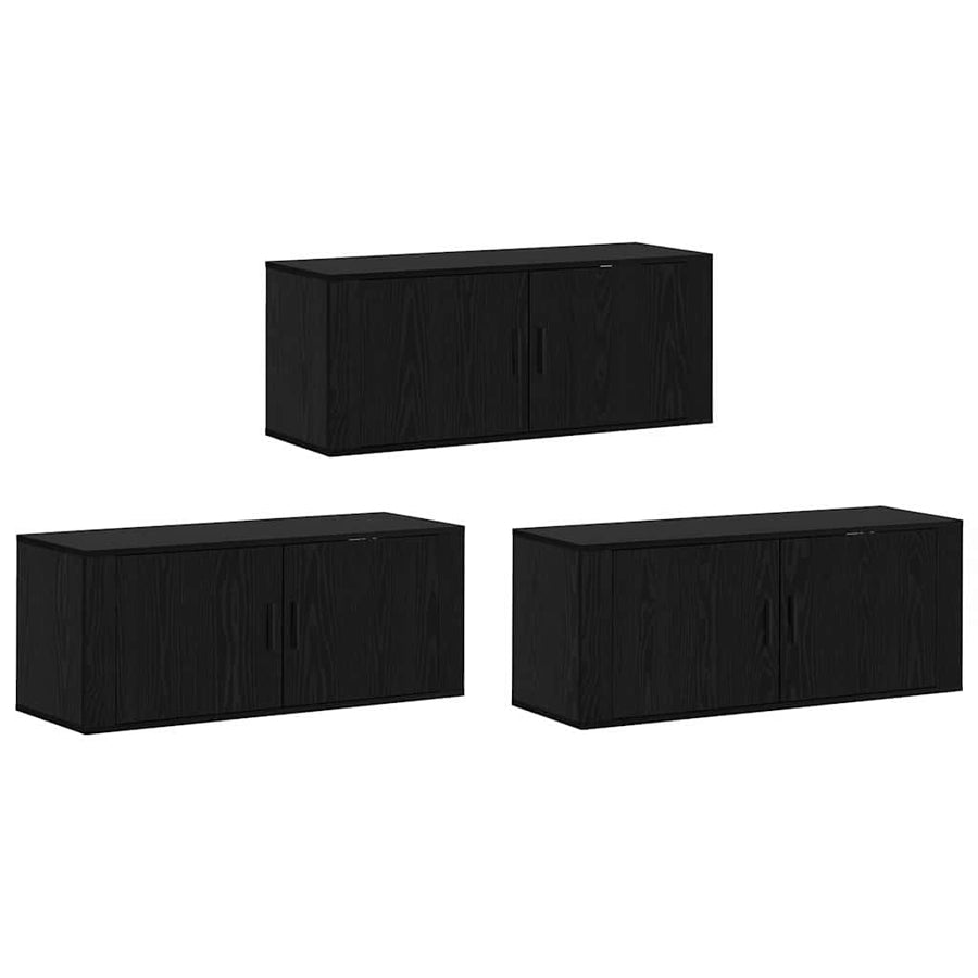 Wandtv-kast Set 3 pcs Zwart Eiken 100 x 34,5 x 40 cm