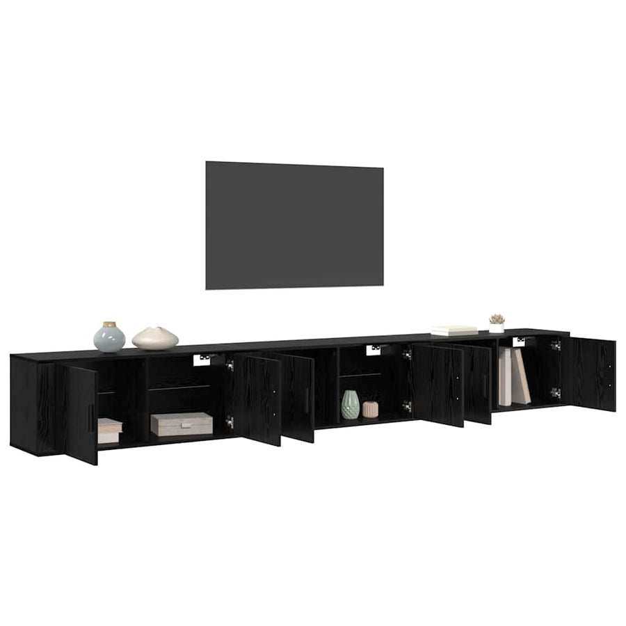 Wandtv-kast Set 3 pcs Zwart Eiken 100 x 34,5 x 40 cm