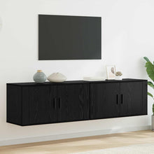 Wandtv-kast Set 2 pcs Zwart Eiken 80 x 34,5 x 40 cm