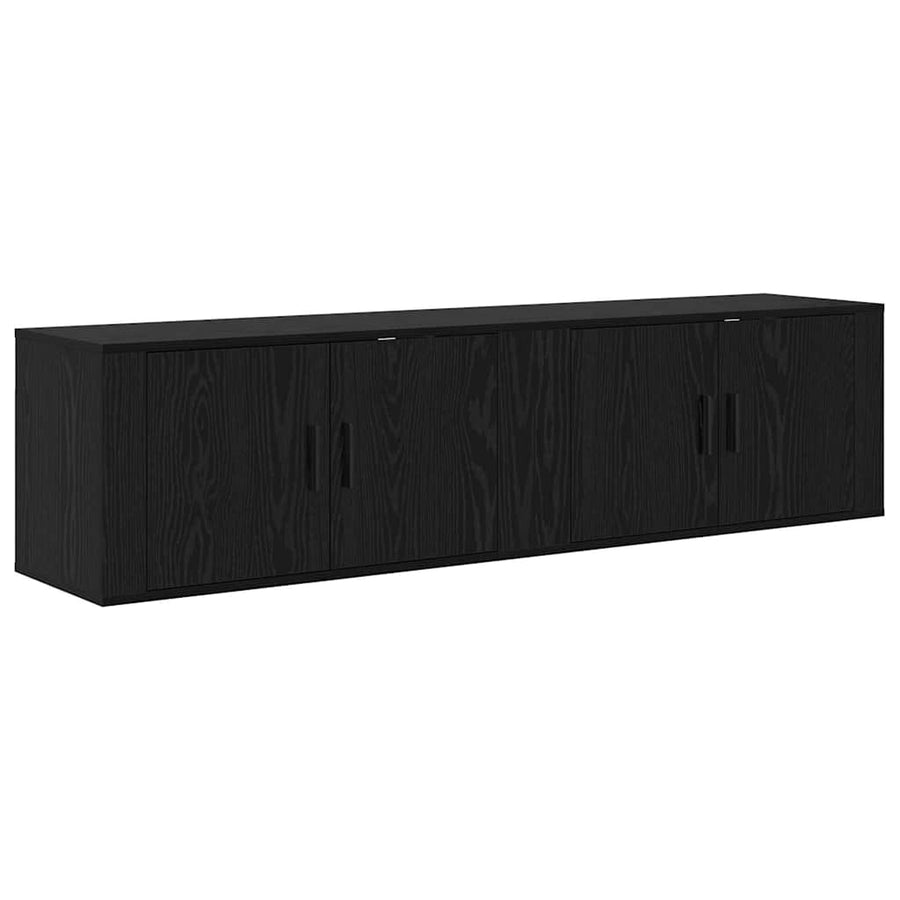 Wandtv-kast Set 2 pcs Zwart Eiken 80 x 34,5 x 40 cm
