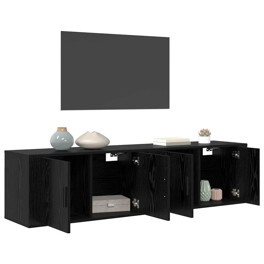 Wandtv-kast Set 2 pcs Zwart Eiken 80 x 34,5 x 40 cm