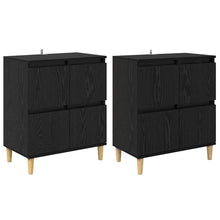 Dressoirs 2 pcs Zwart Eiken 60 x 35 x 70 cm Bewerkt hout
