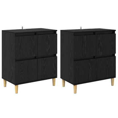 Dressoirs 2 pcs Zwart Eiken 60 x 35 x 70 cm Bewerkt hout