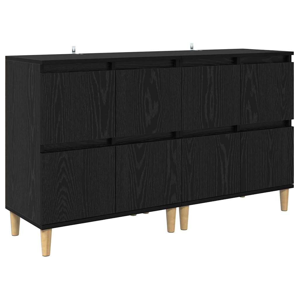 Dressoirs 2 pcs Zwart Eiken 60 x 35 x 70 cm Bewerkt hout