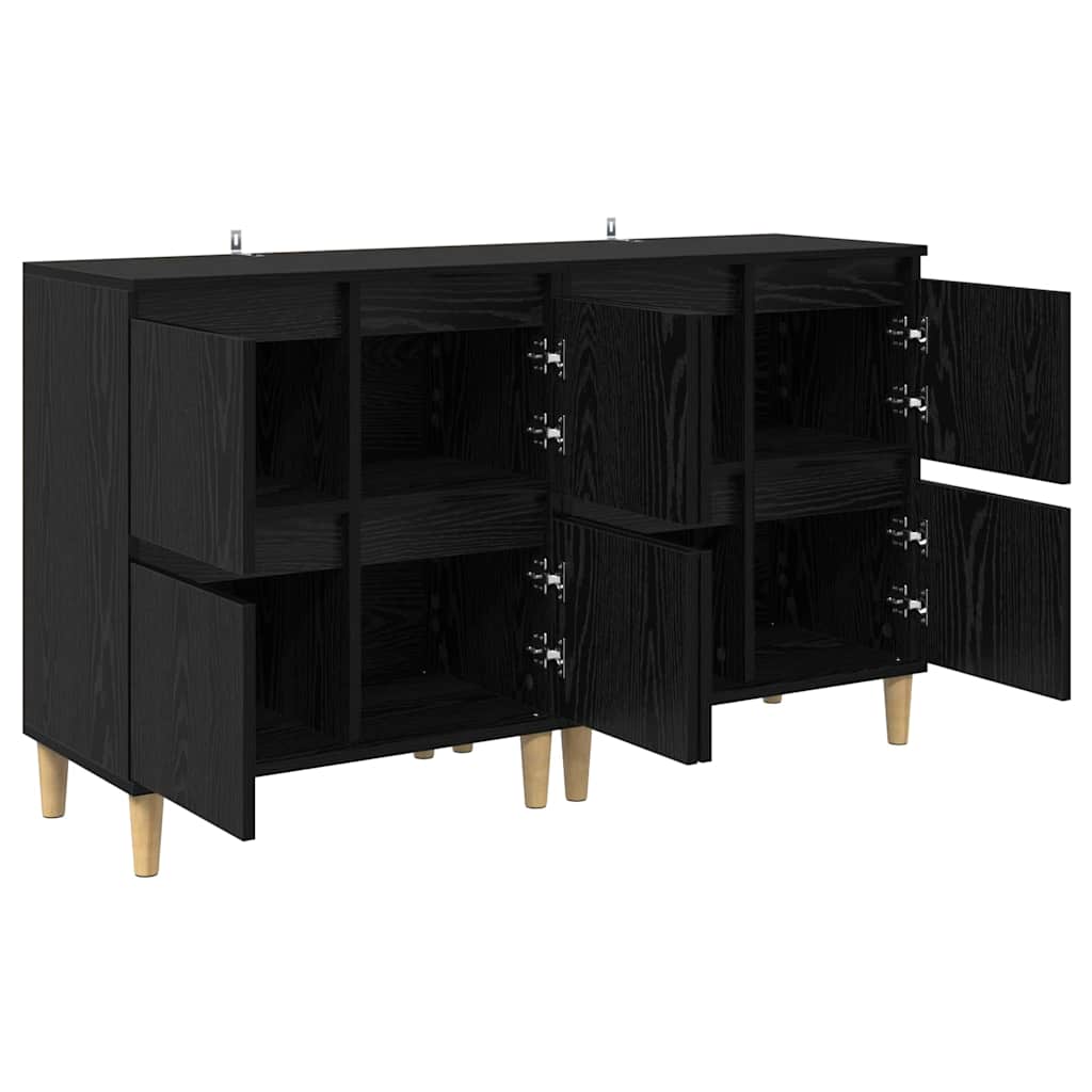 Dressoirs 2 pcs Zwart Eiken 60 x 35 x 70 cm Bewerkt hout