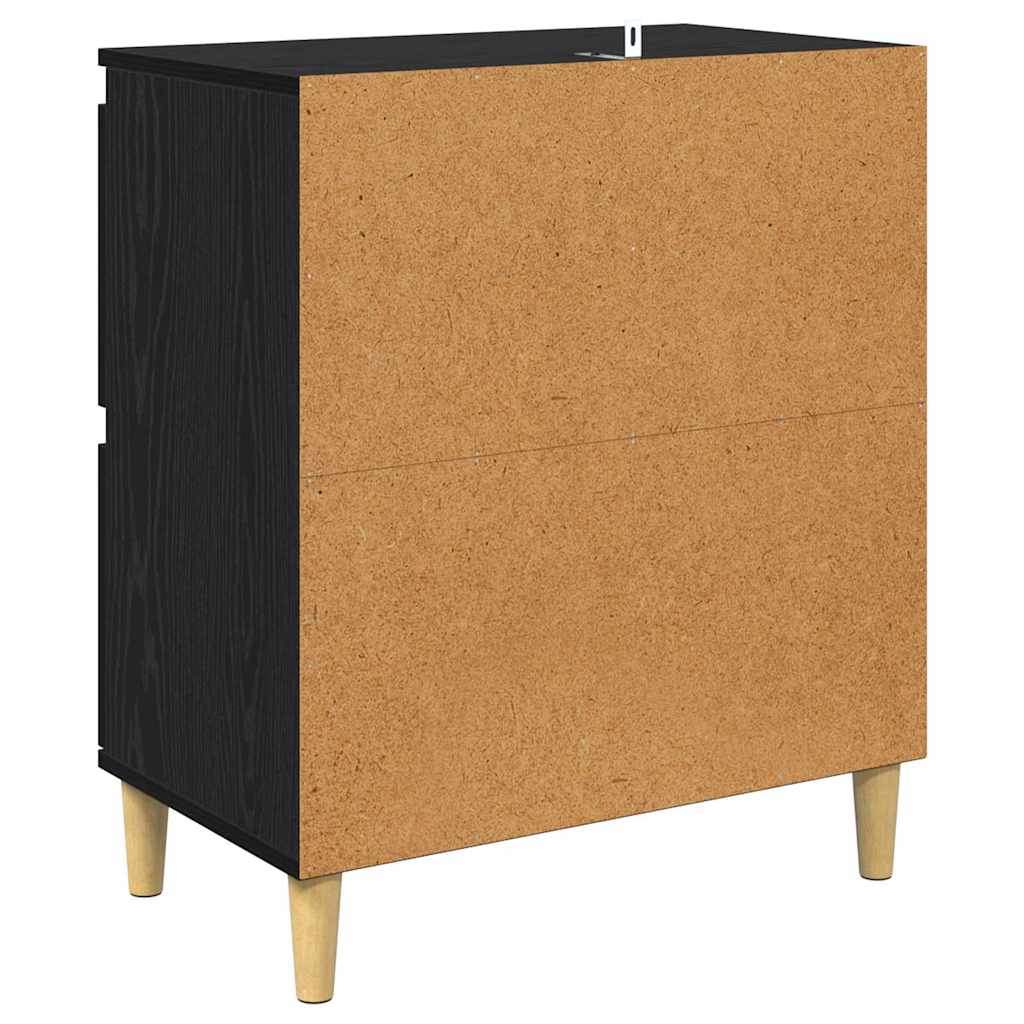 Dressoirs 2 pcs Zwart Eiken 60 x 35 x 70 cm Bewerkt hout