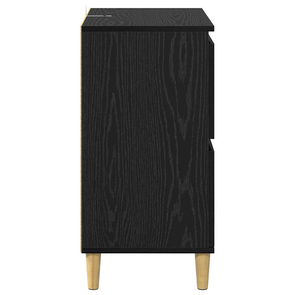 Dressoirs 2 pcs Zwart Eiken 60 x 35 x 70 cm Bewerkt hout