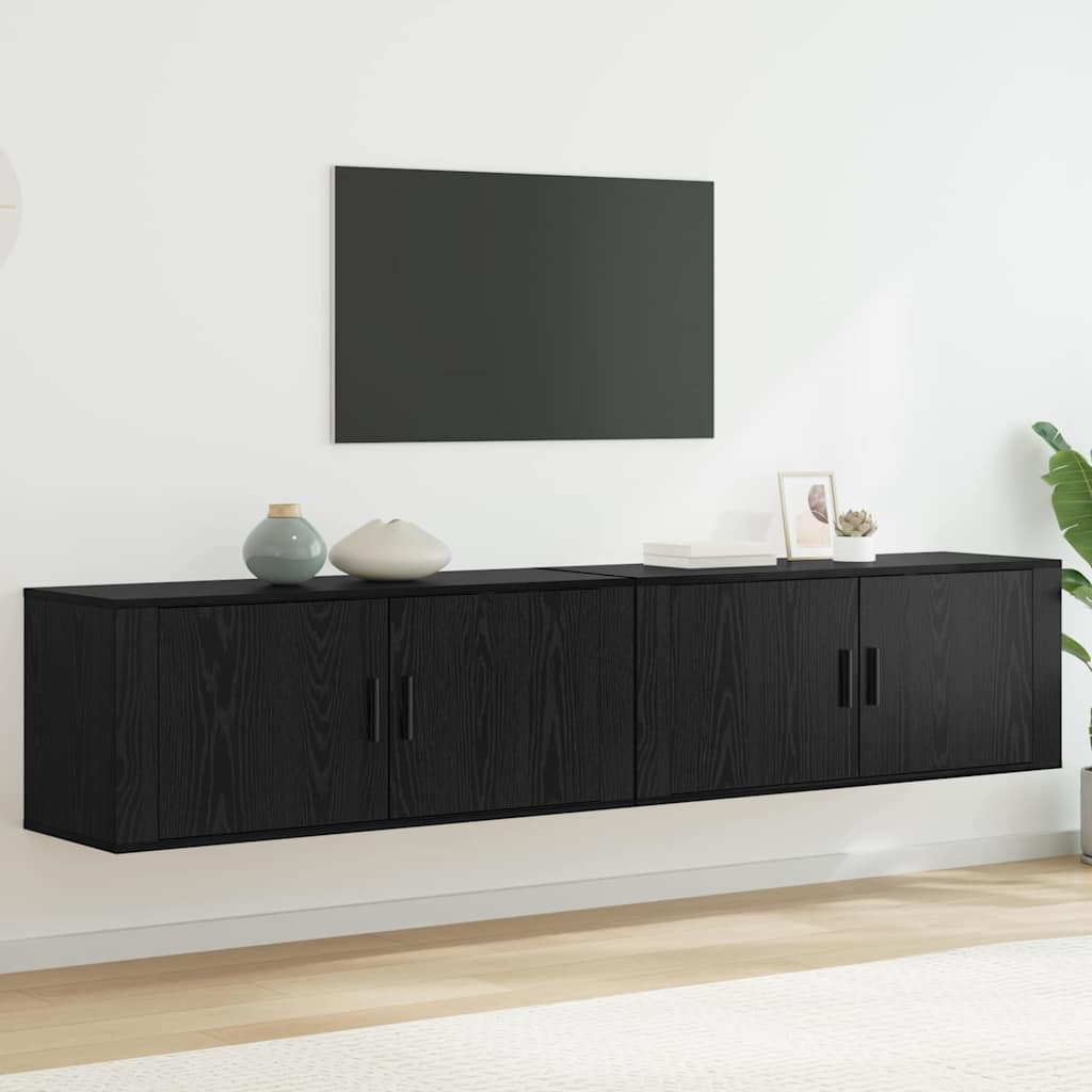 Wandtv-kast Set 2 pcs Zwart Eiken 100 x 34,5 x 40 cm