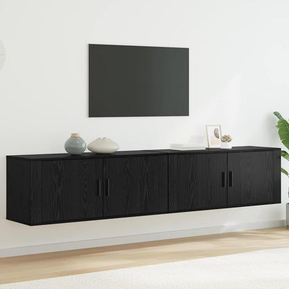 Wandtv-kast Set 2 pcs Zwart Eiken 100 x 34,5 x 40 cm