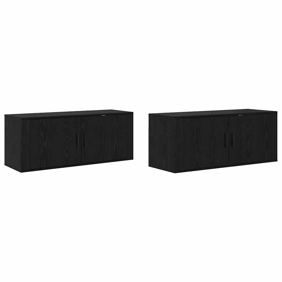 Wandtv-kast Set 2 pcs Zwart Eiken 100 x 34,5 x 40 cm