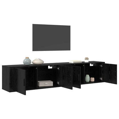 Wandtv-kast Set 2 pcs Zwart Eiken 100 x 34,5 x 40 cm