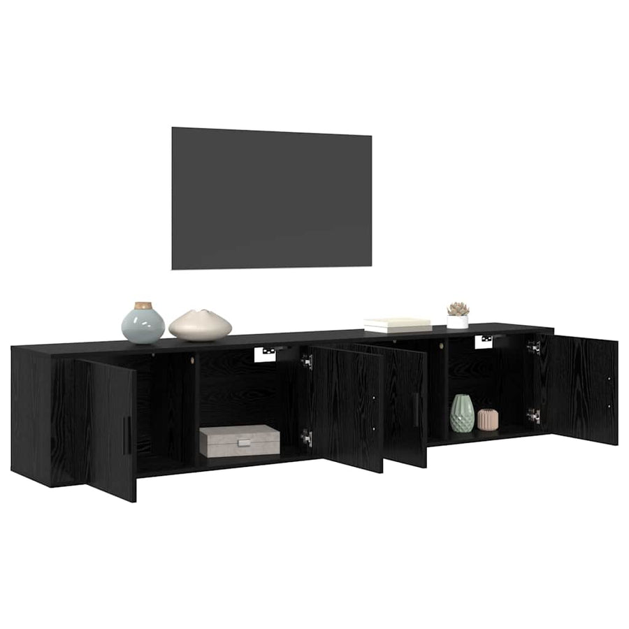 Wandtv-kast Set 2 pcs Zwart Eiken 100 x 34,5 x 40 cm