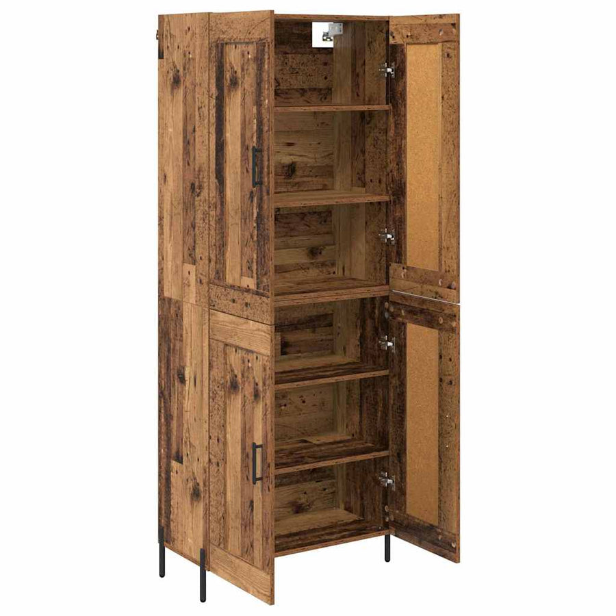Hoge kast 2 pcs Oud Hout Bewerkt hout