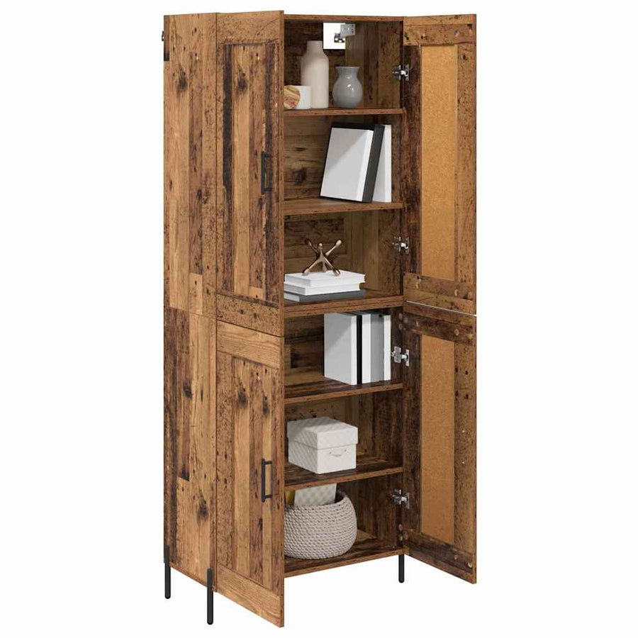 Hoge kast 2 pcs Oud Hout Bewerkt hout