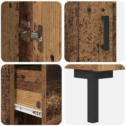 Highboard met lade Oud Hout 34,5 x 34 x 180 cm Bewerkt hout