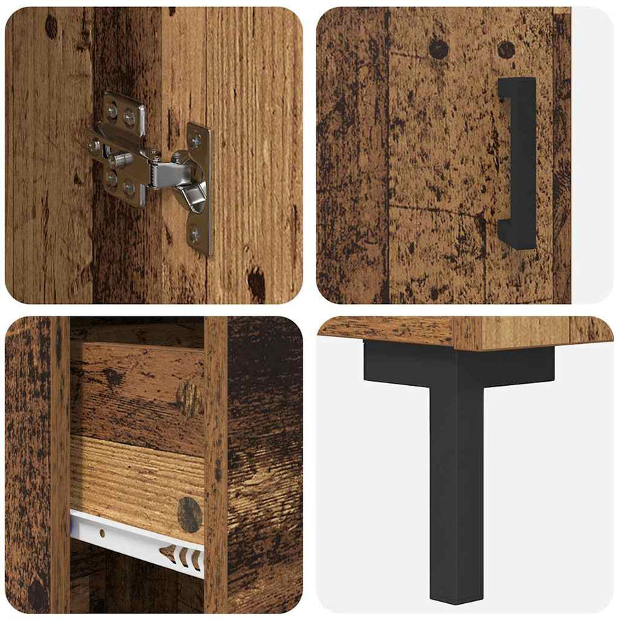 Highboard met lade Oud Hout 34,5 x 34 x 180 cm Bewerkt hout