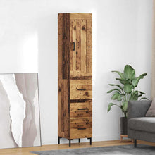 Highboard met lade Oud Hout 34,5 x 34 x 180 cm Bewerkt hout