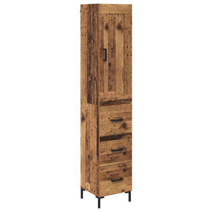 Highboard met lade Oud Hout 34,5 x 34 x 180 cm Bewerkt hout
