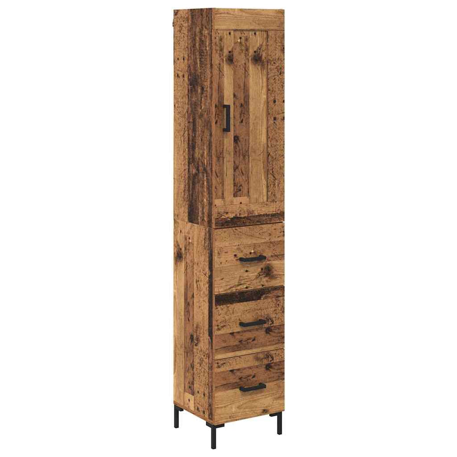 Highboard met lade Oud Hout 34,5 x 34 x 180 cm Bewerkt hout